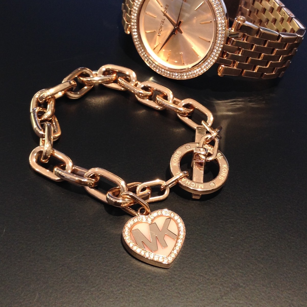 michael kors gold bracelet with diamonds